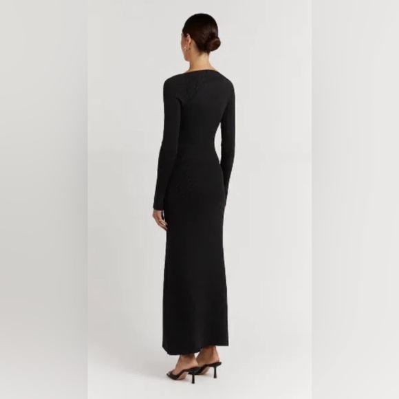 DISSH Janie Sweetheart Neckline Maxi Knit Dress Gown in Black Sweater Size: L - Picture 2 of 12
